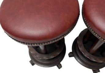 Six Art Deco Amsterdamse School Stools with Leather Tops, 1920s